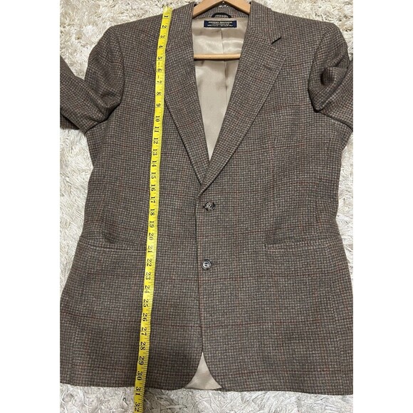 Vintage Brooks Brothers 100% Camel Hair Blazer Houndstooth Suit Jacket 43R - Picture 12 of 14